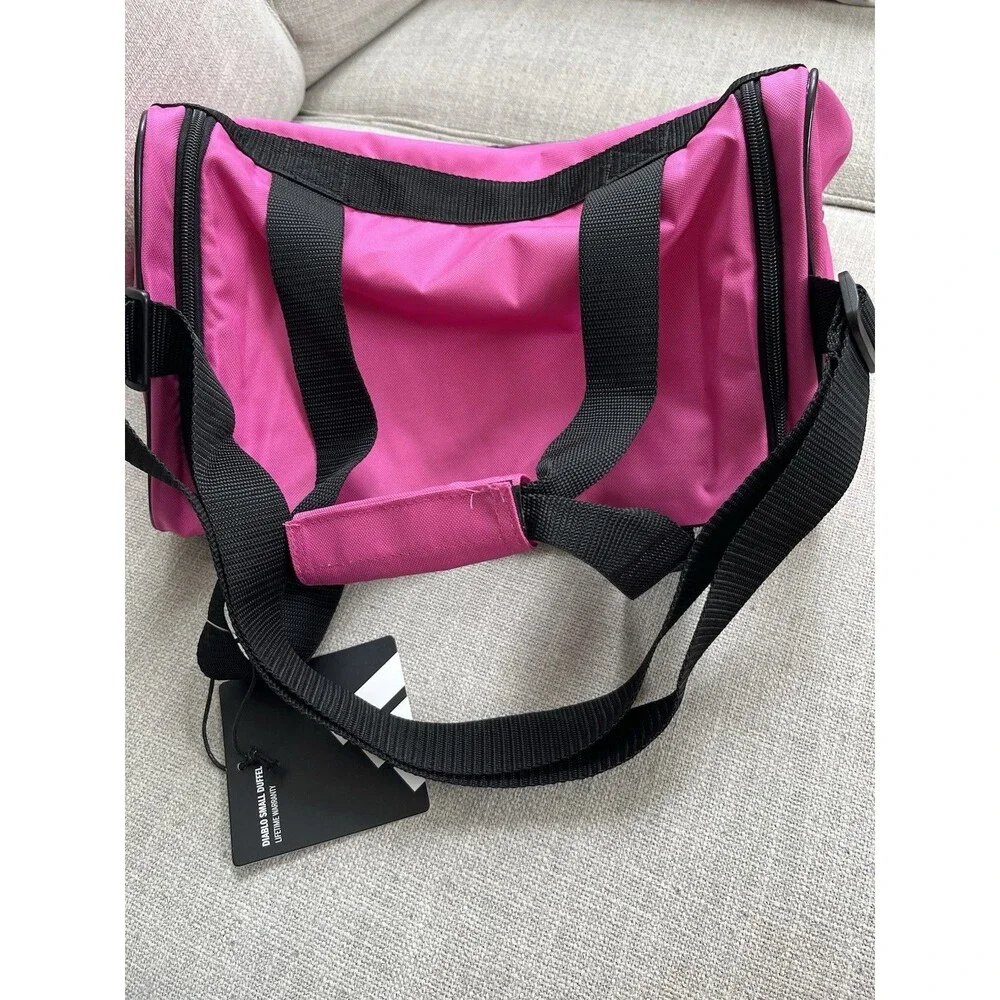 Adidas Hot Pink Duffel Bag Adjustable Black Strap Nylon Yoga Workout Travel NWT